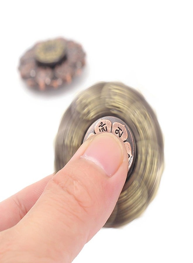 SQUISHCO Fidget Toys, Red Copper Buddhist Lotus Wheel with Auspicious Symbols Portable Desk Toy for Home Office Travel - Image 2